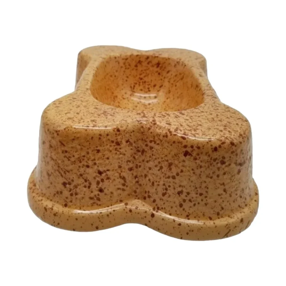 Doggiduds 1995 Canine Cafe Glazed Ceramic Bone Biscuit Dog Feeder Heavy Bowl